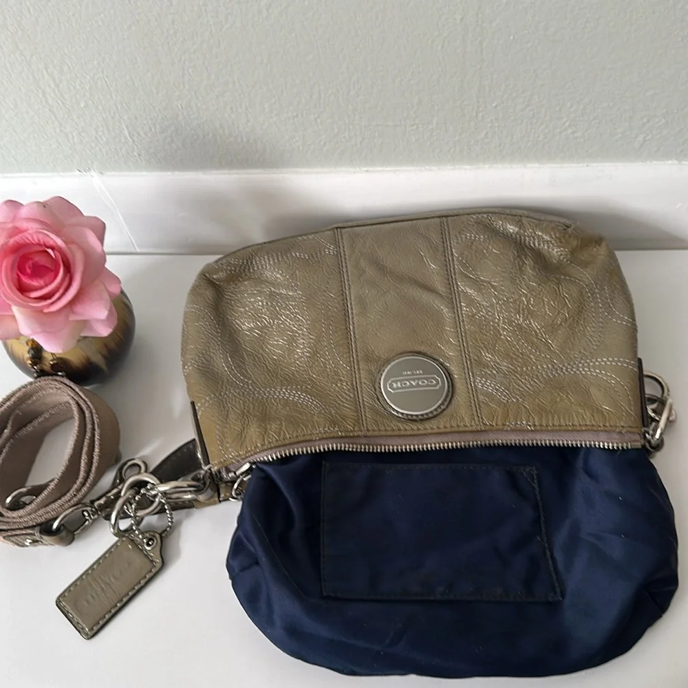 Coach Olive Green Leather Hobo Shoulder Bag
